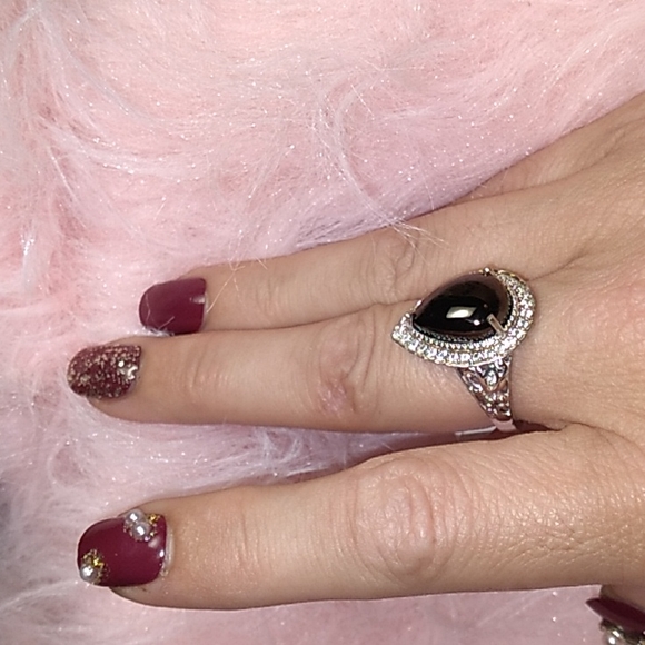 Elite Shungite Diamond Platinum Halo Ring Black Certified Jewelry - Picture 2 of 12